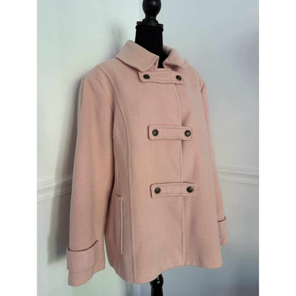 St. Johns Bay Soft Pink Wool Cashmere Blend Pea Coat Jacket Womens size  XL